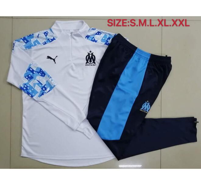 Marseille White Blue Training Suits Sweatshirt with Trousers 2020/21